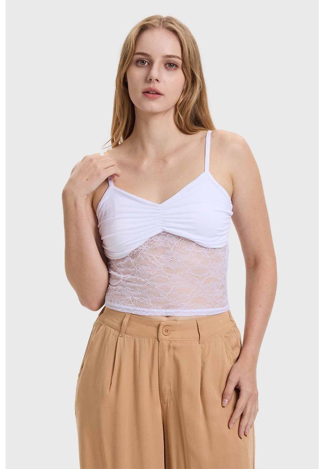 Polera Mujer Encaje Blanco - lll-0