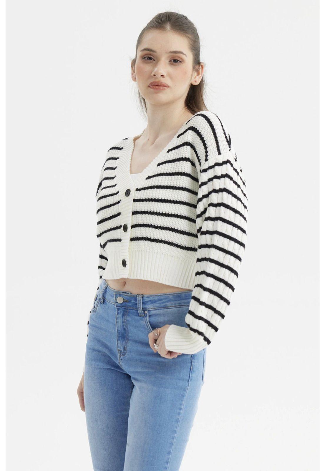 Sweater Mujer Juvenil Blanco / Negro-1