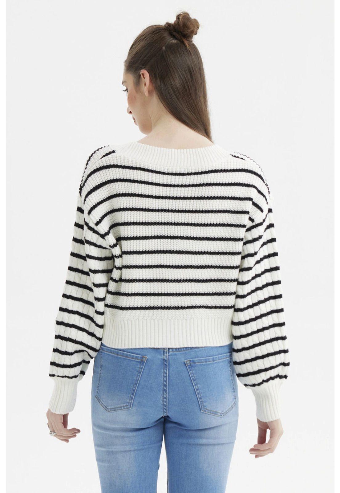 Sweater Mujer Juvenil Blanco / Negro-2