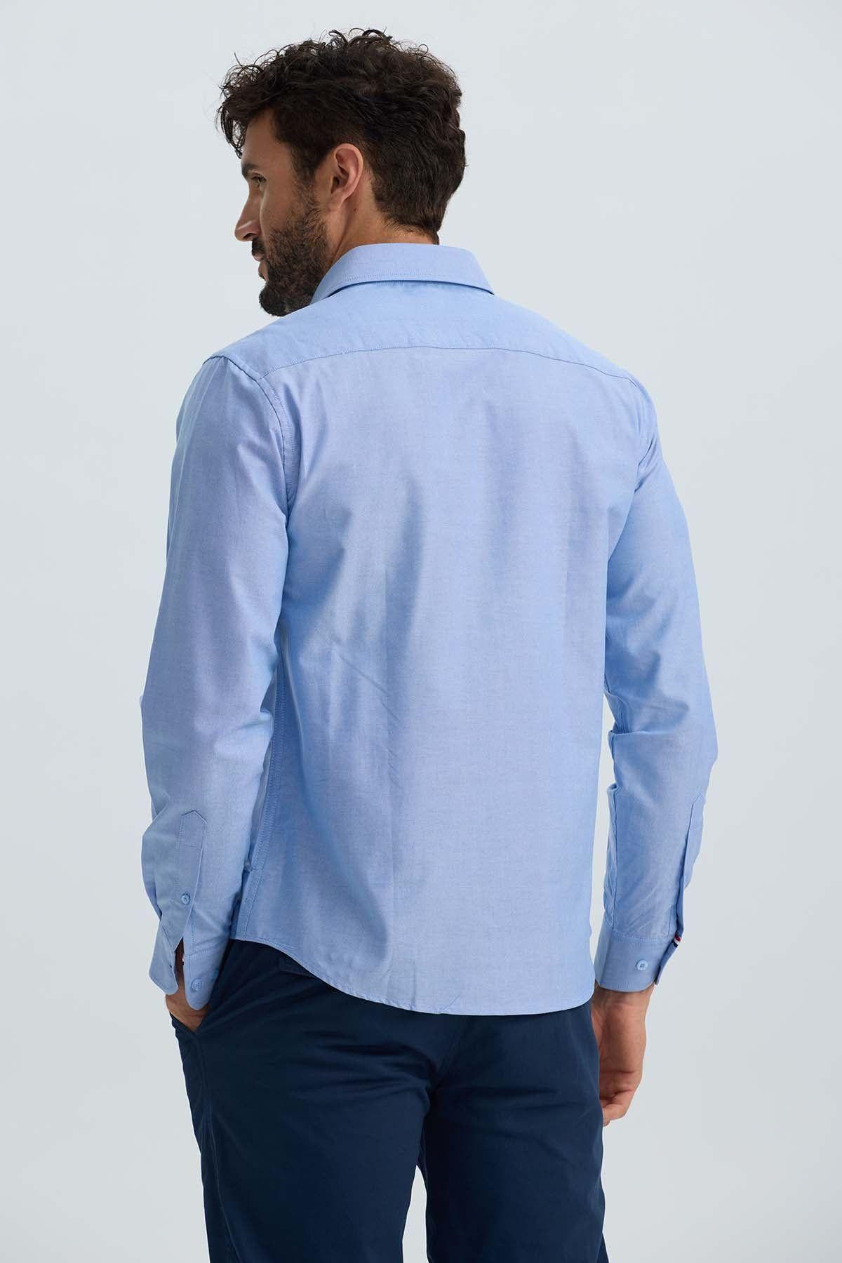 Camisa Hombre Oxford Premium Celeste-2