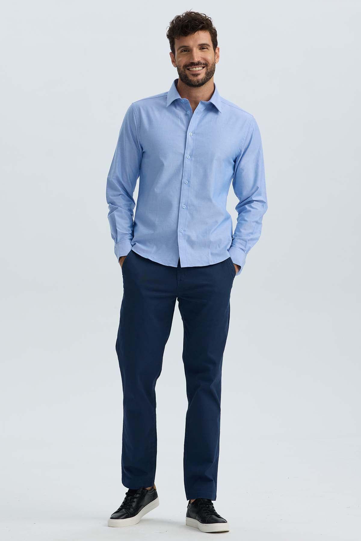 Camisa Hombre Oxford Premium Celeste-3
