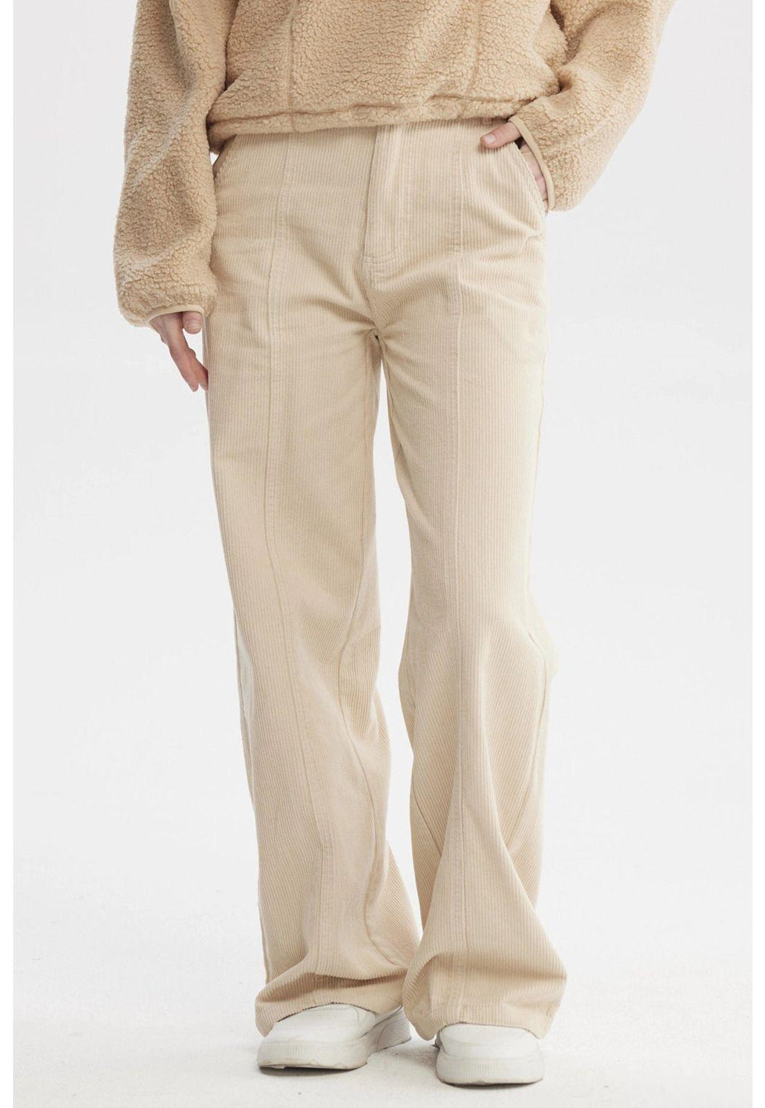 Pantalón Mujer Wide Leg Beige - ll-0