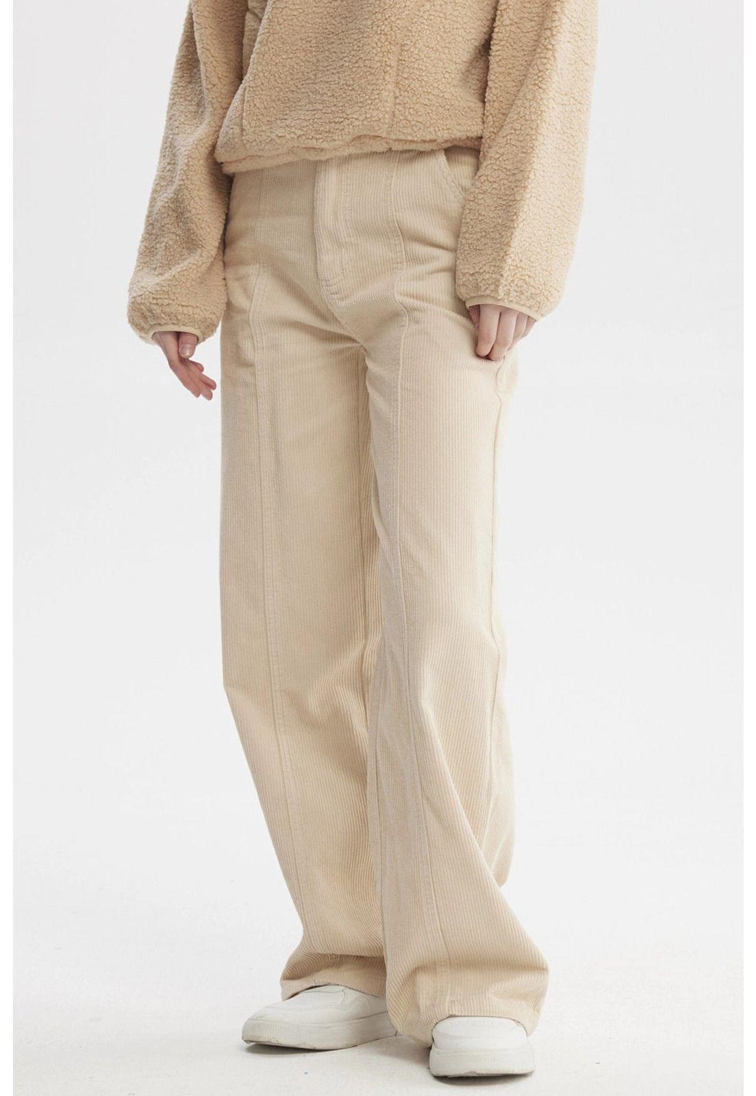 Pantalón Mujer Wide Leg Beige - ll-1