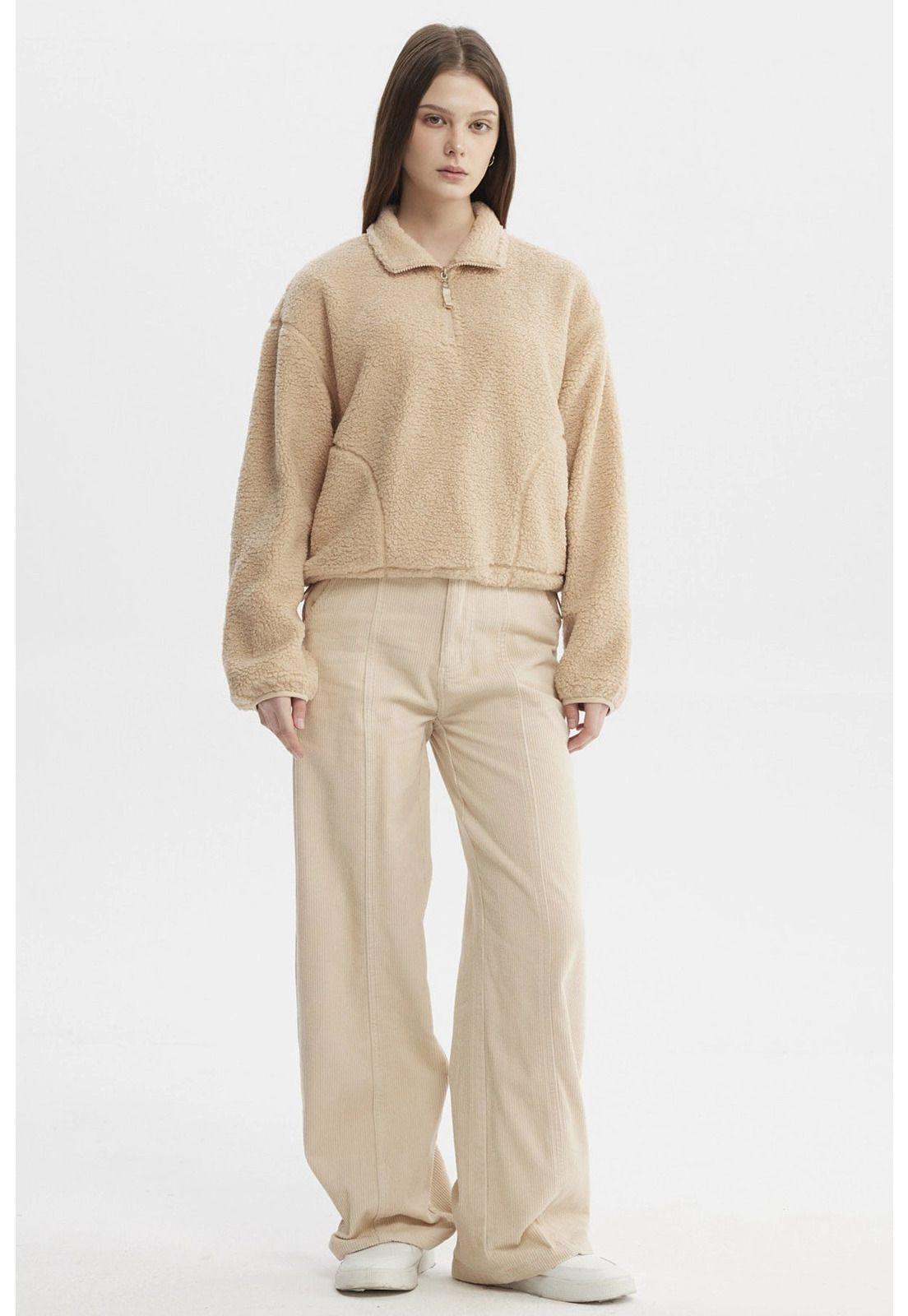 Pantalón Mujer Wide Leg Beige - ll-3