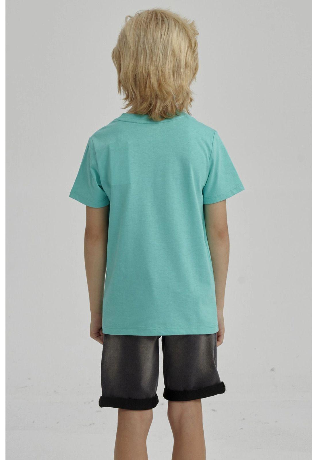 Polera Niño Básica Estampada Verde Claro - ll-2