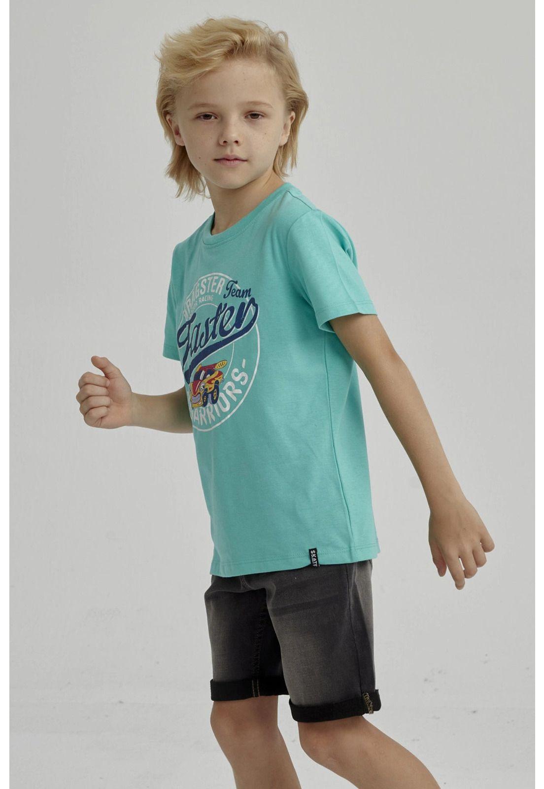 Polera Niño Básica Estampada Verde Claro - ll-3
