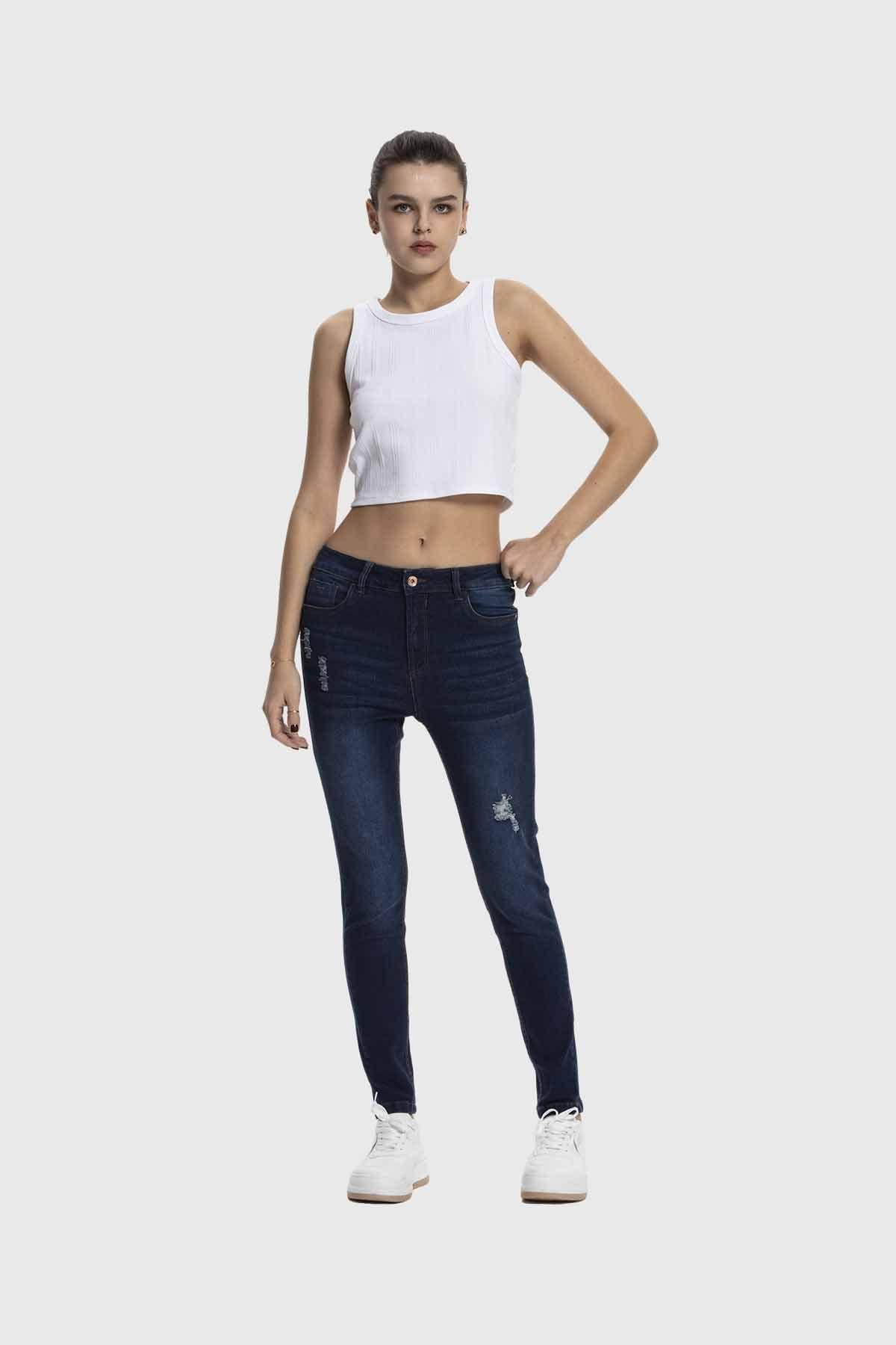 Jeans Mujer Super Skinny Lia Azul Oscuro III Fashion's Park-3