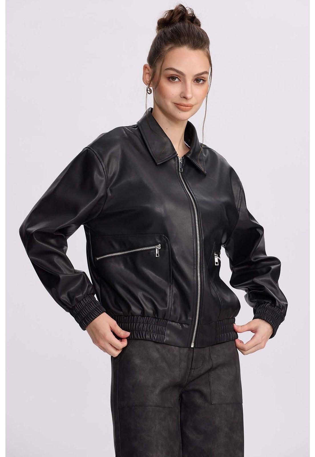 Chaqueta Mujer Bomber Negro - ll-1