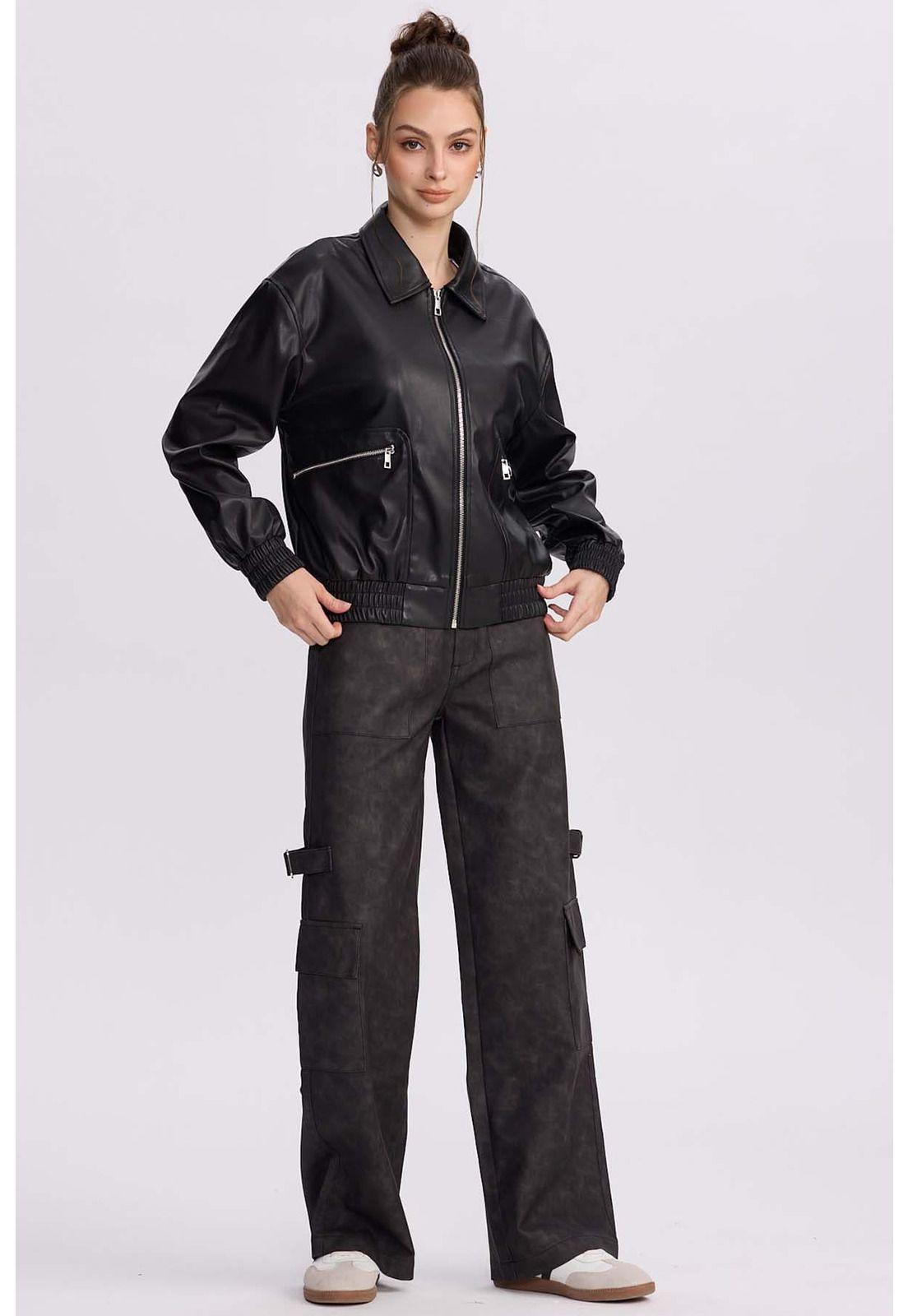 Chaqueta Mujer Bomber Negro - ll-3
