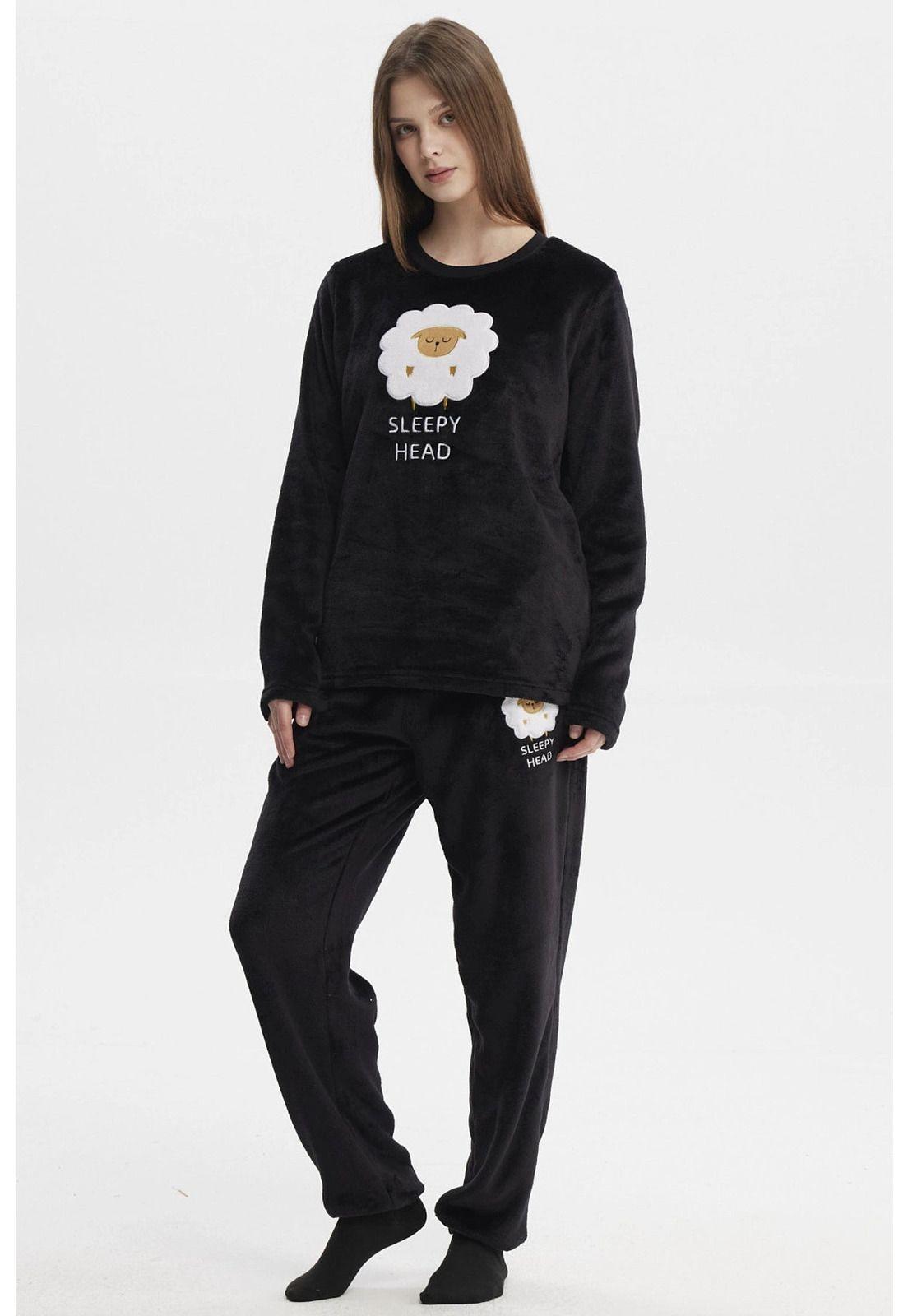 Pijama Mujer Pijama Polera Y Pantalón Negro - ll-1