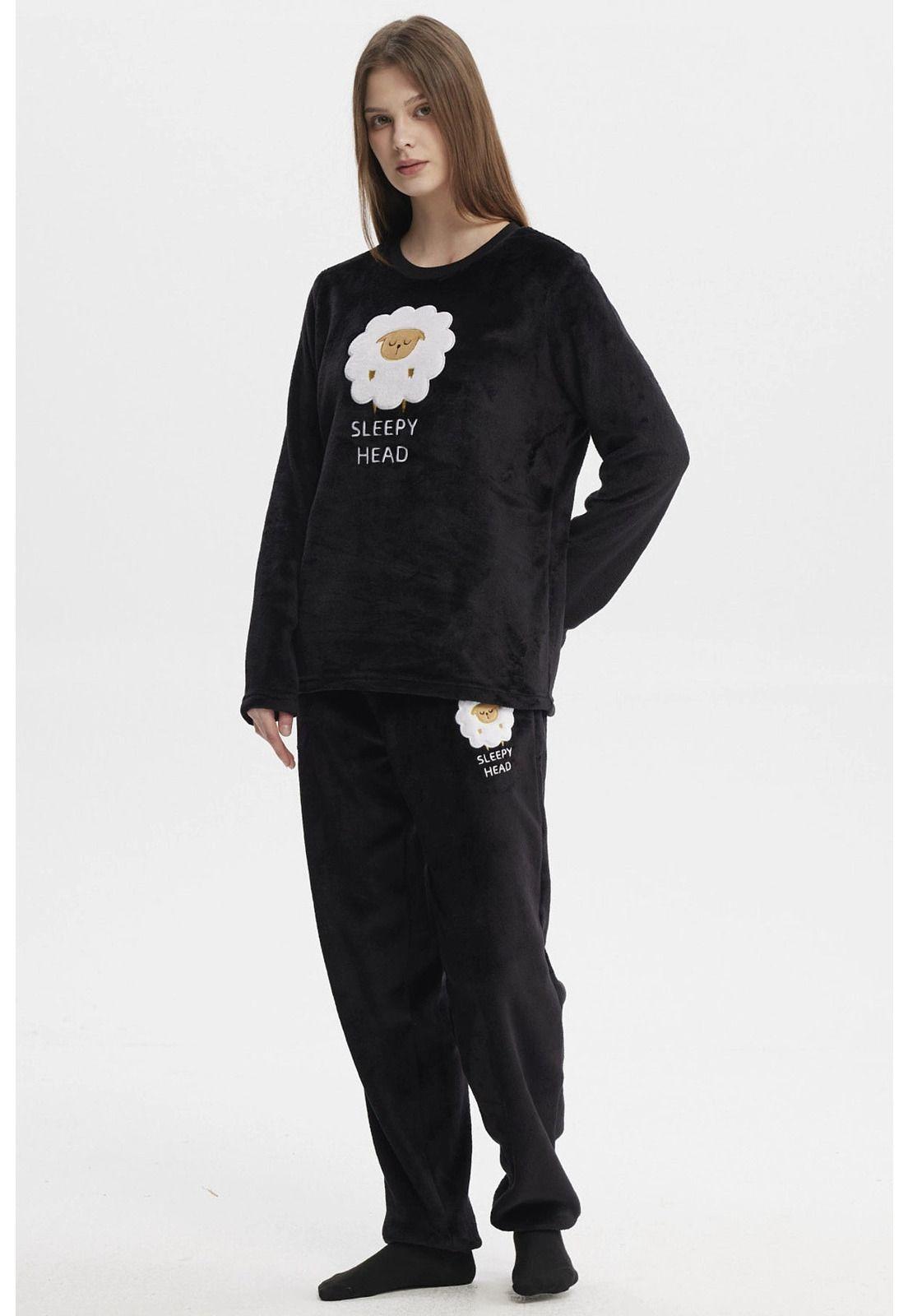 Pijama Mujer Pijama Polera Y Pantalón Negro - ll-3