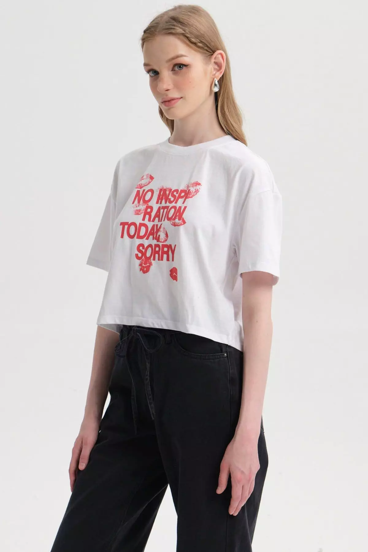 Polera Mujer Print Crop Blanco-1