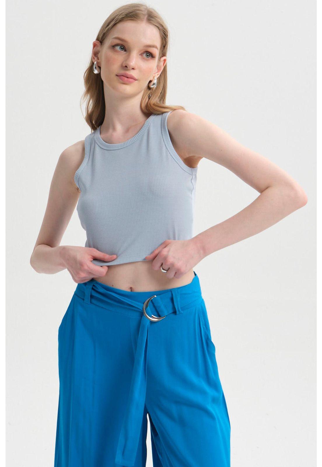 Polera Mujer Sudadera Celeste-1