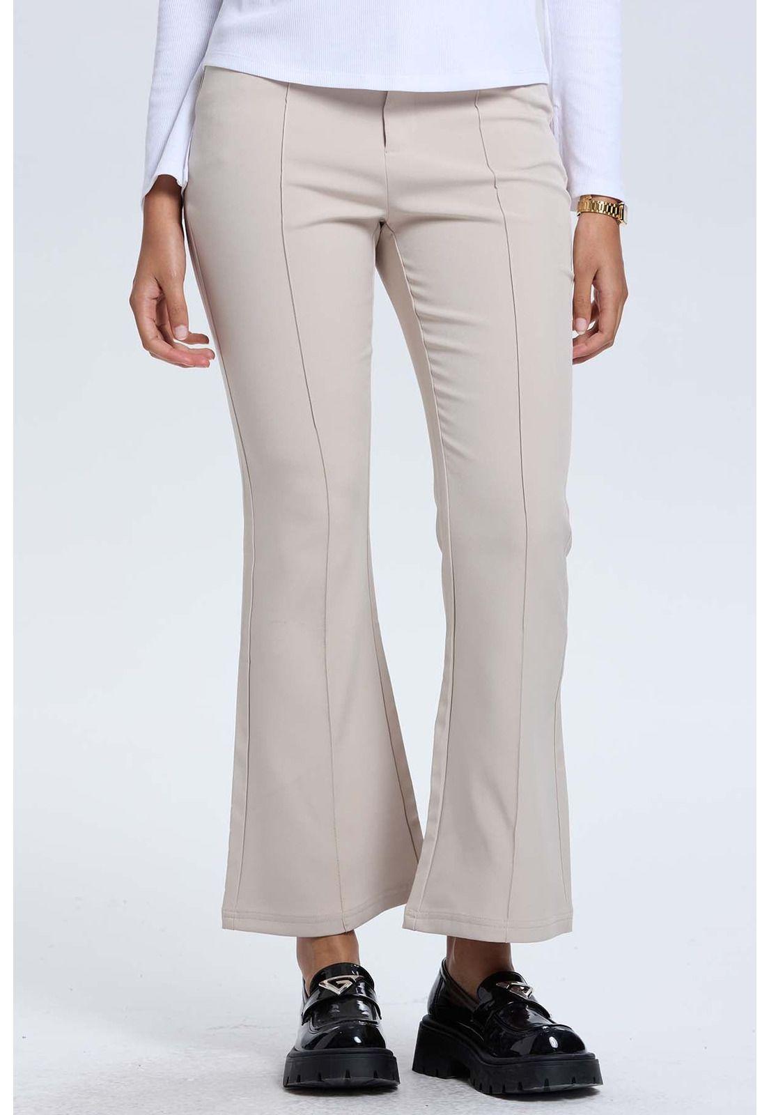 Pantalón Mujer Sastrero Tiro Alto Beige-0