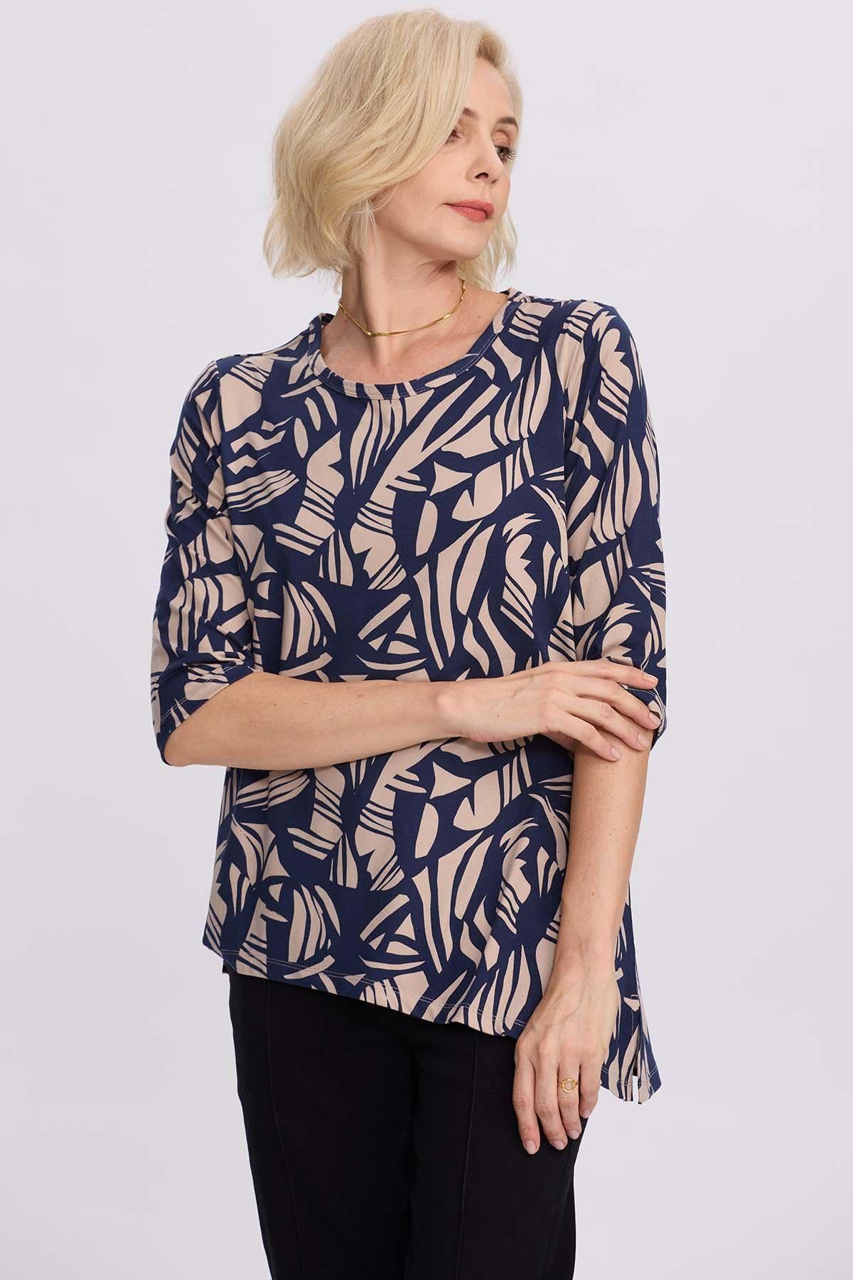 Polera Mujer Estampada Azul-0