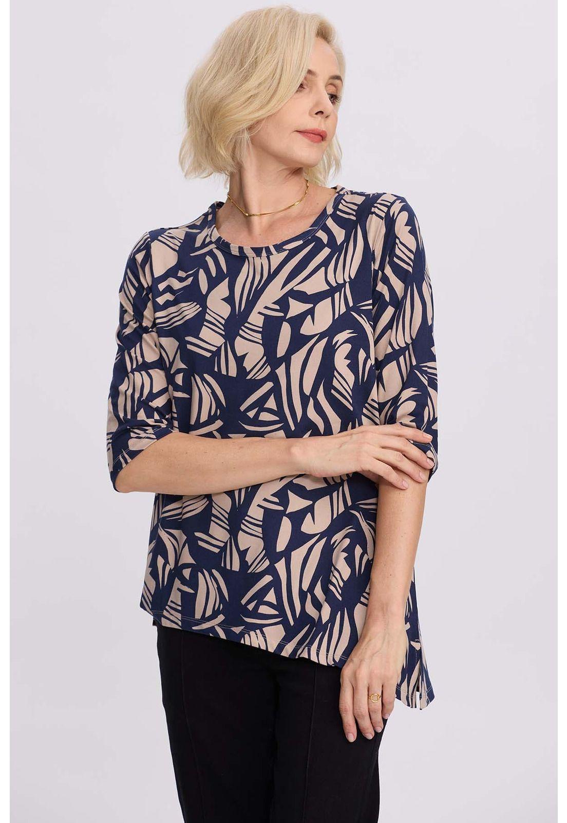 Polera Mujer Estampada Azul-0