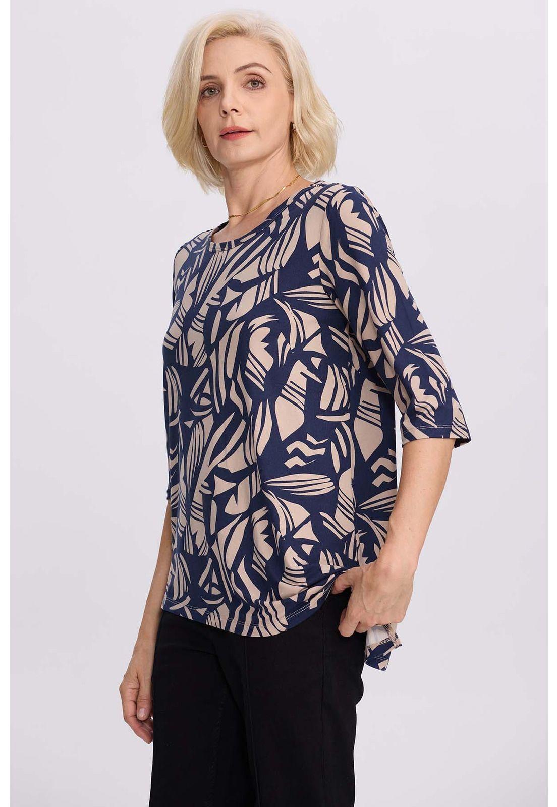 Polera Mujer Estampada Azul-1
