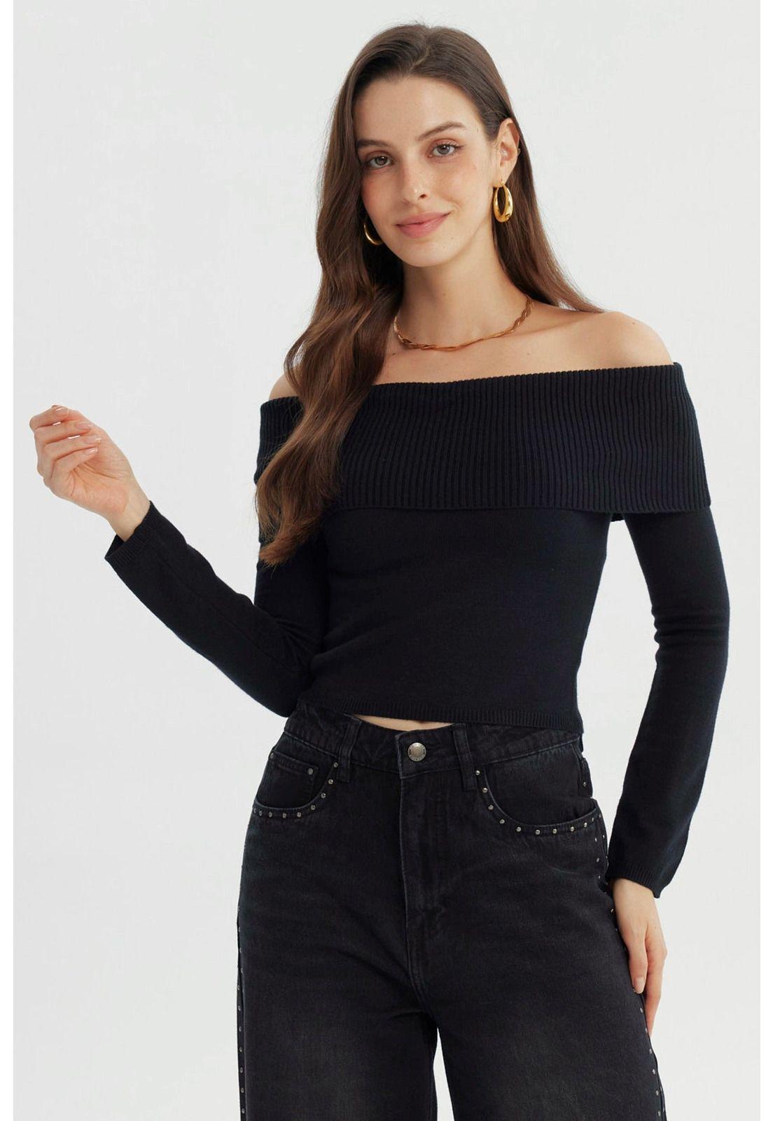 Sweater Mujer Slim Negro - lV-0