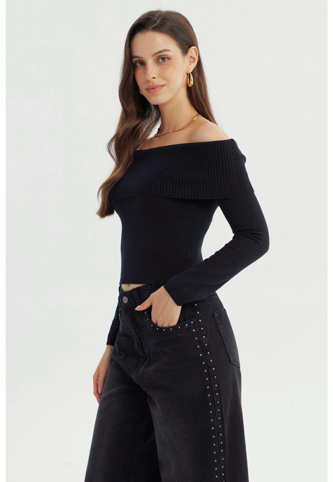 Sweater Mujer Slim Negro - lV-1
