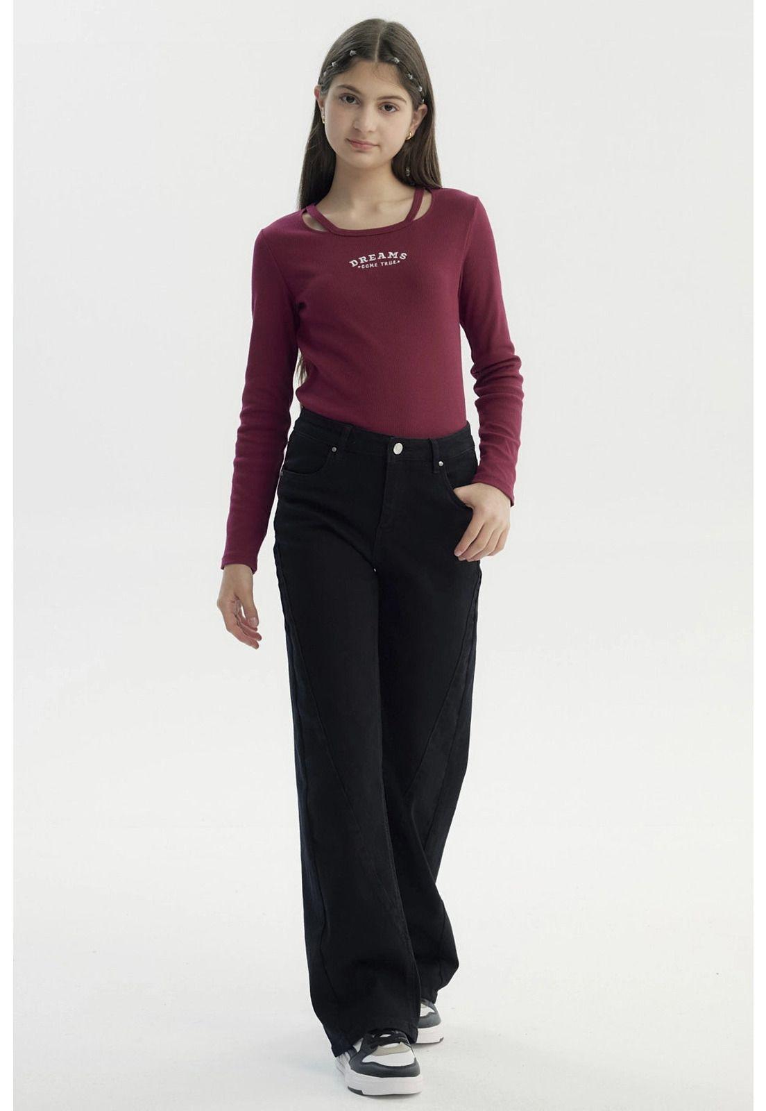 Jeans Niña Wide Leg Negro - Vll-3