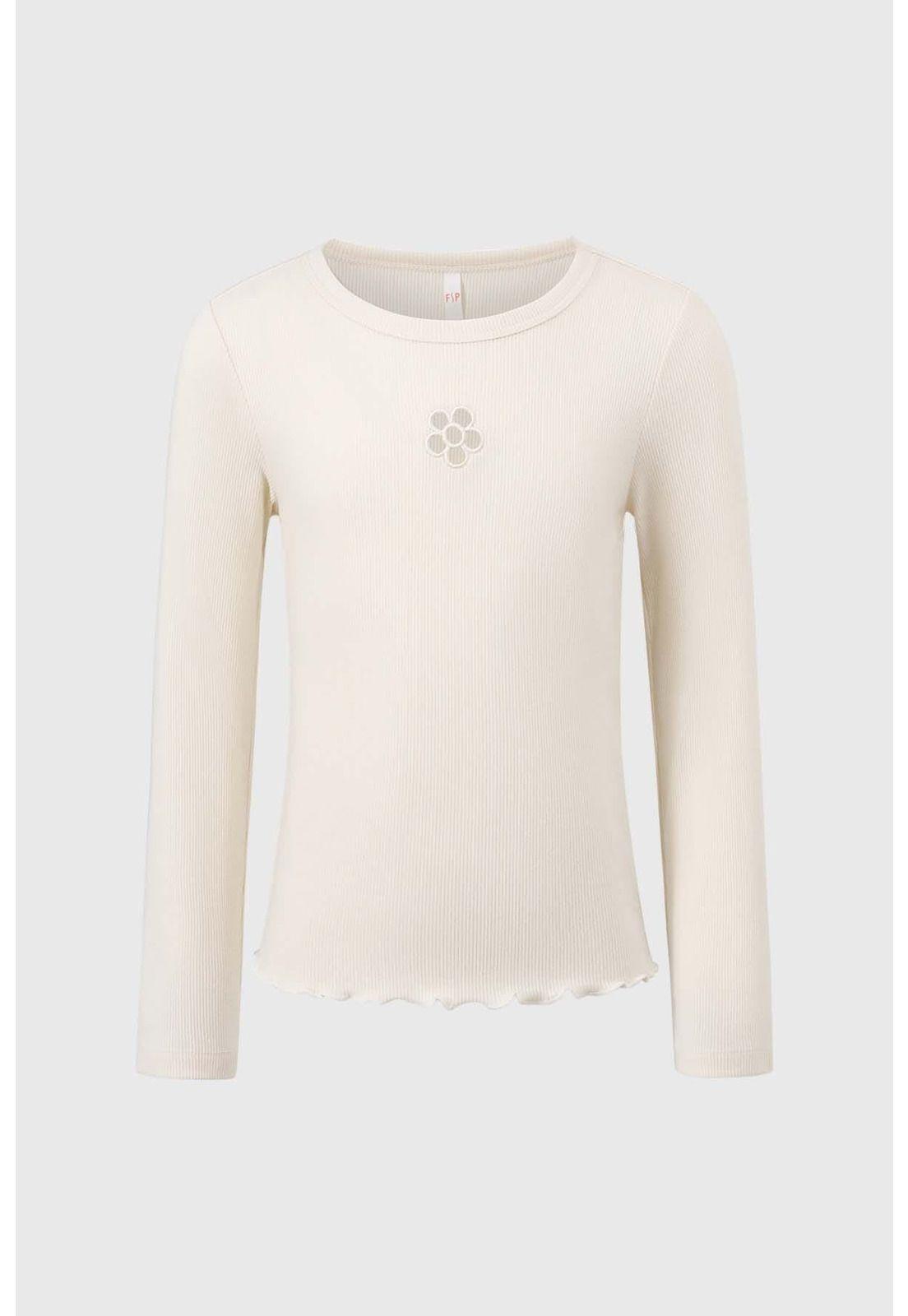 Polera Niña Rib Cut Beige-0