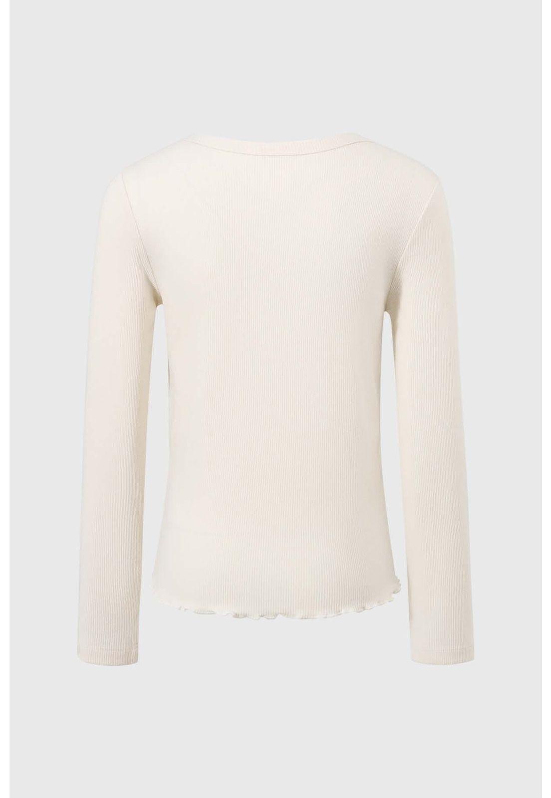 Polera Niña Rib Cut Beige-1