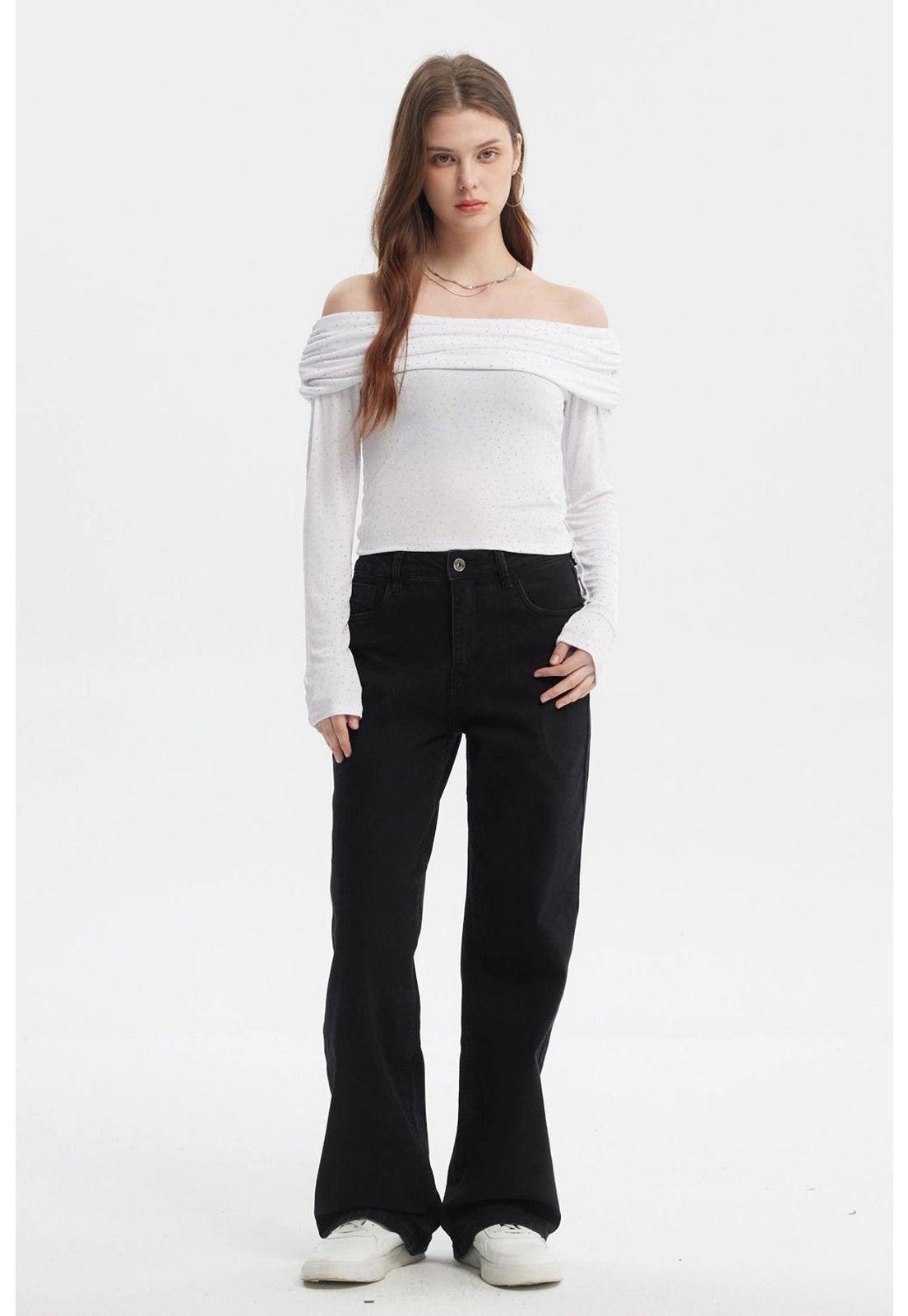 Polera Mujer Strass Blanco-3