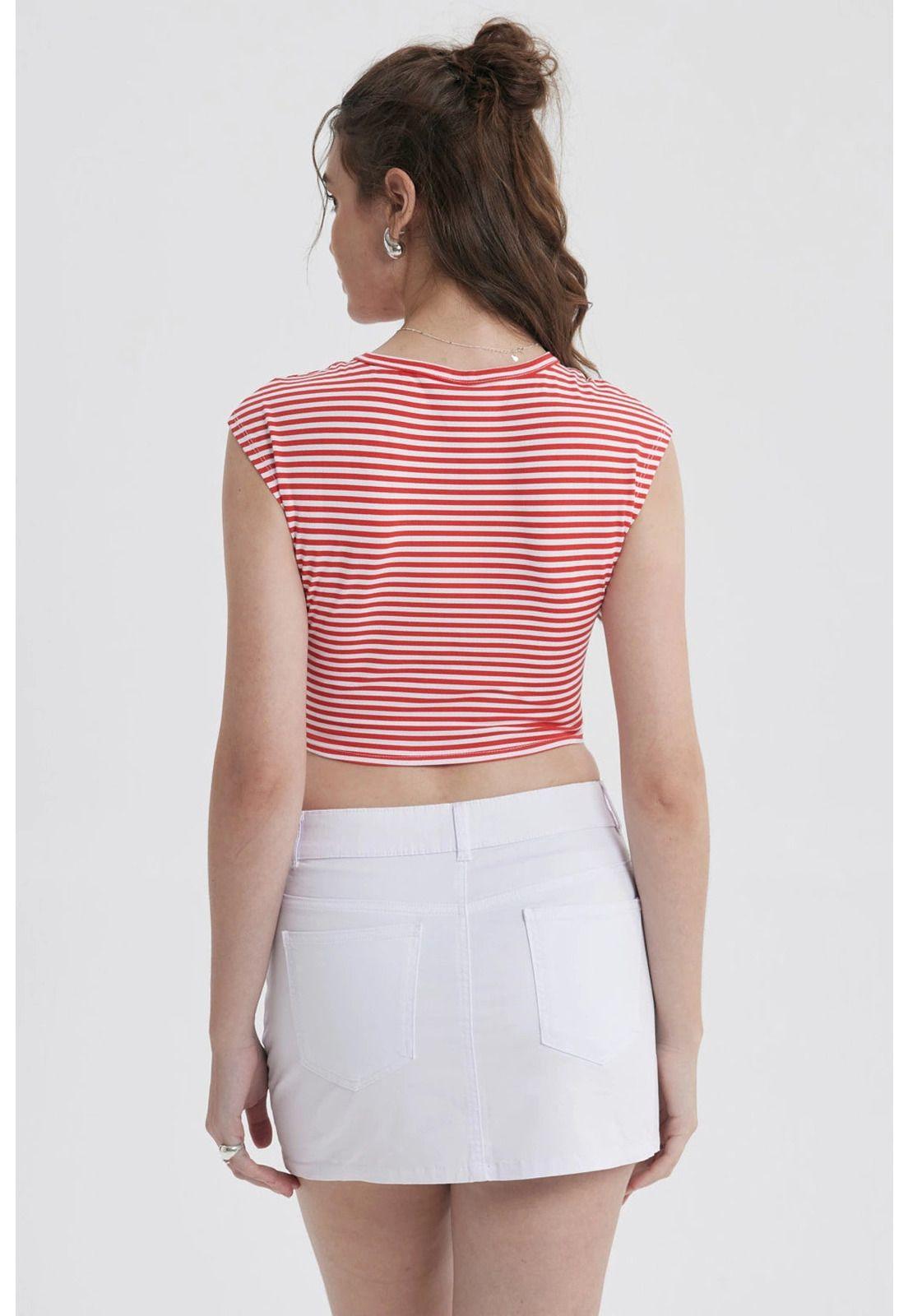 Polera Mujer Rayas Rojo-1