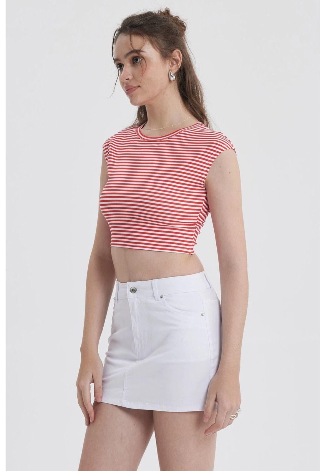 Polera Mujer Rayas Rojo-2