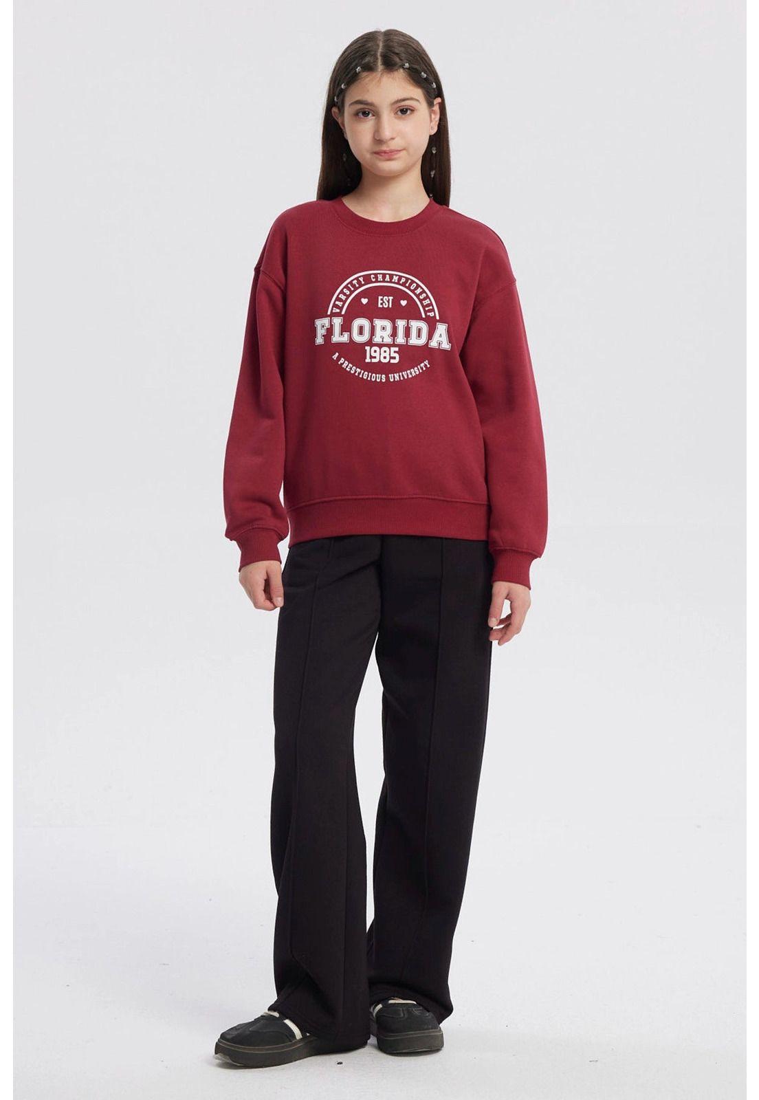 Polerón Niña Básico Print Burdeo-3