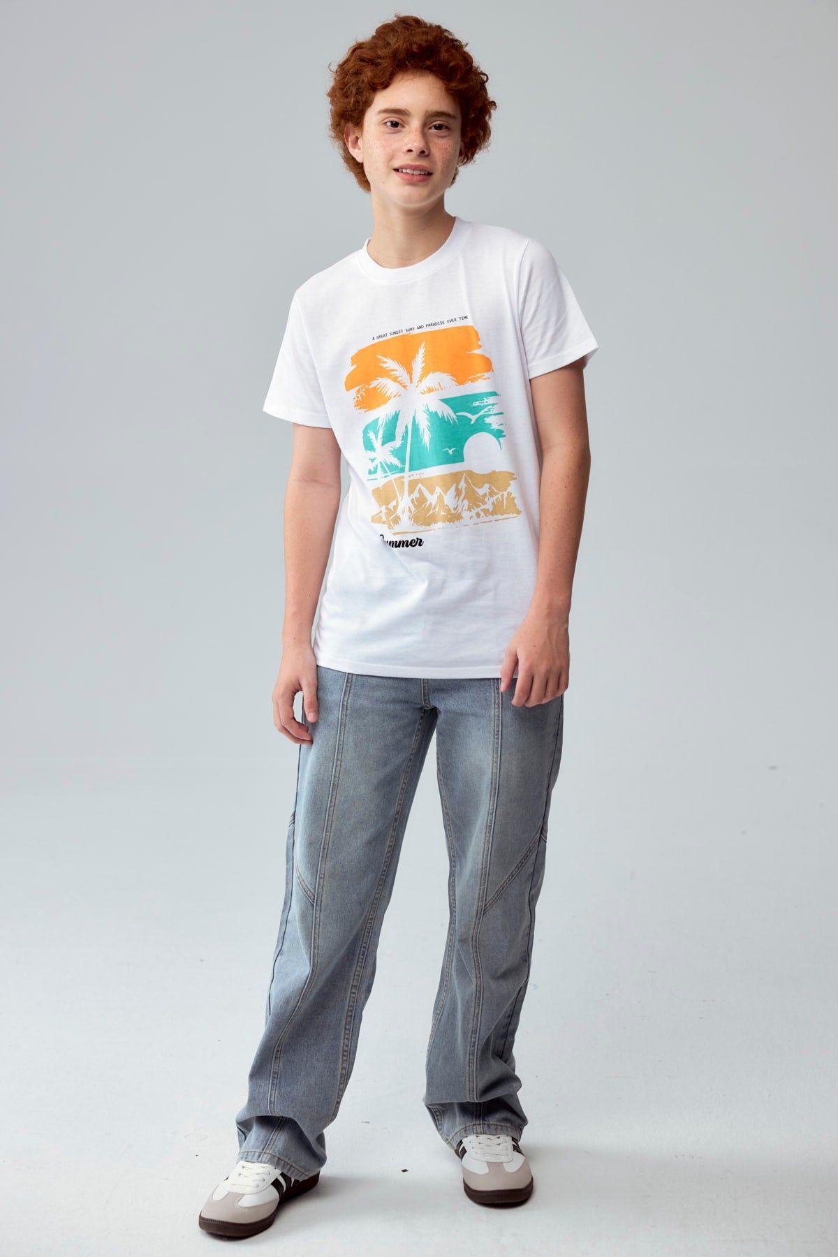 Jeans Niño Calce Recto Cortes Azul-3