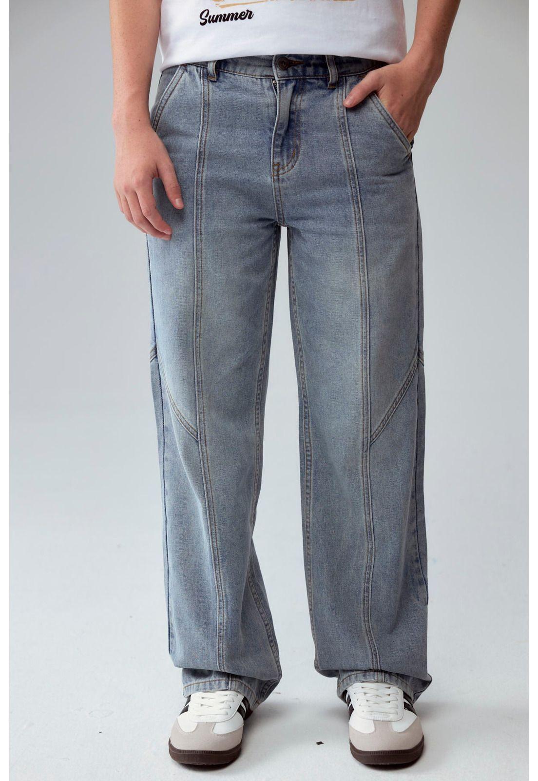 Jeans Niño Calce Recto Cortes Azul-0