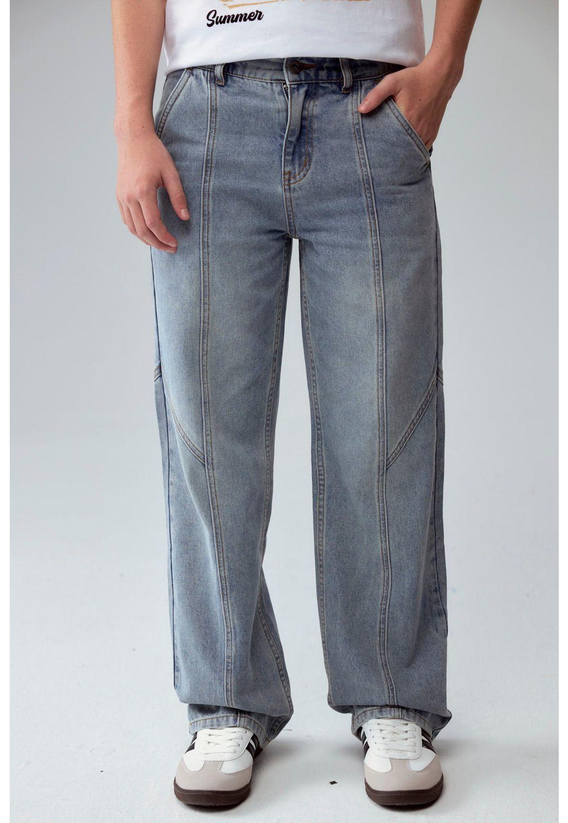 Jeans Niño Calce Recto Cortes Azul-1