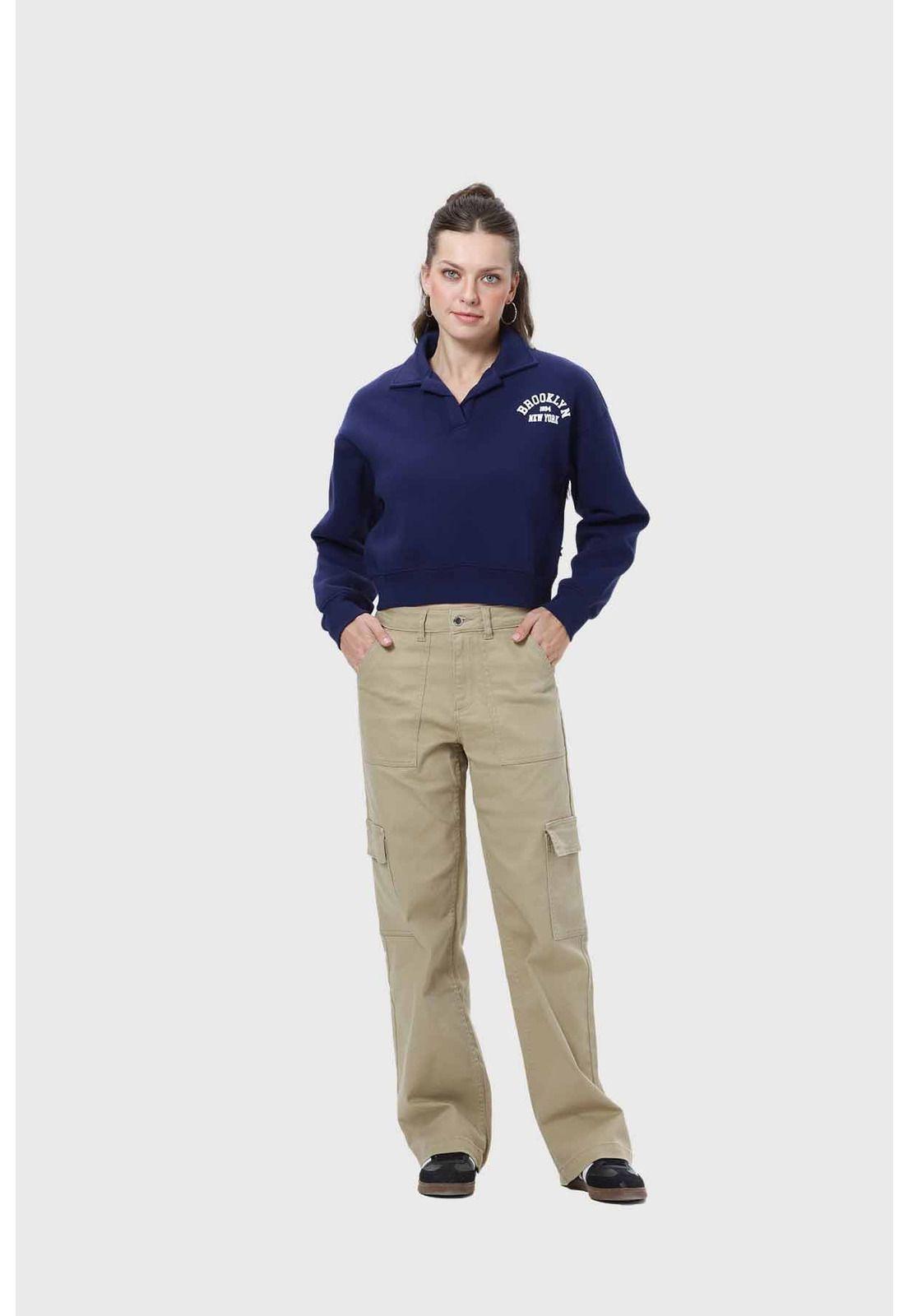 Polerón Mujer Crop Azul-3