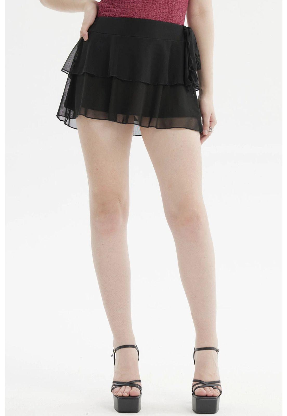 Short Mujer Vuelos Con Lazo Negro-0