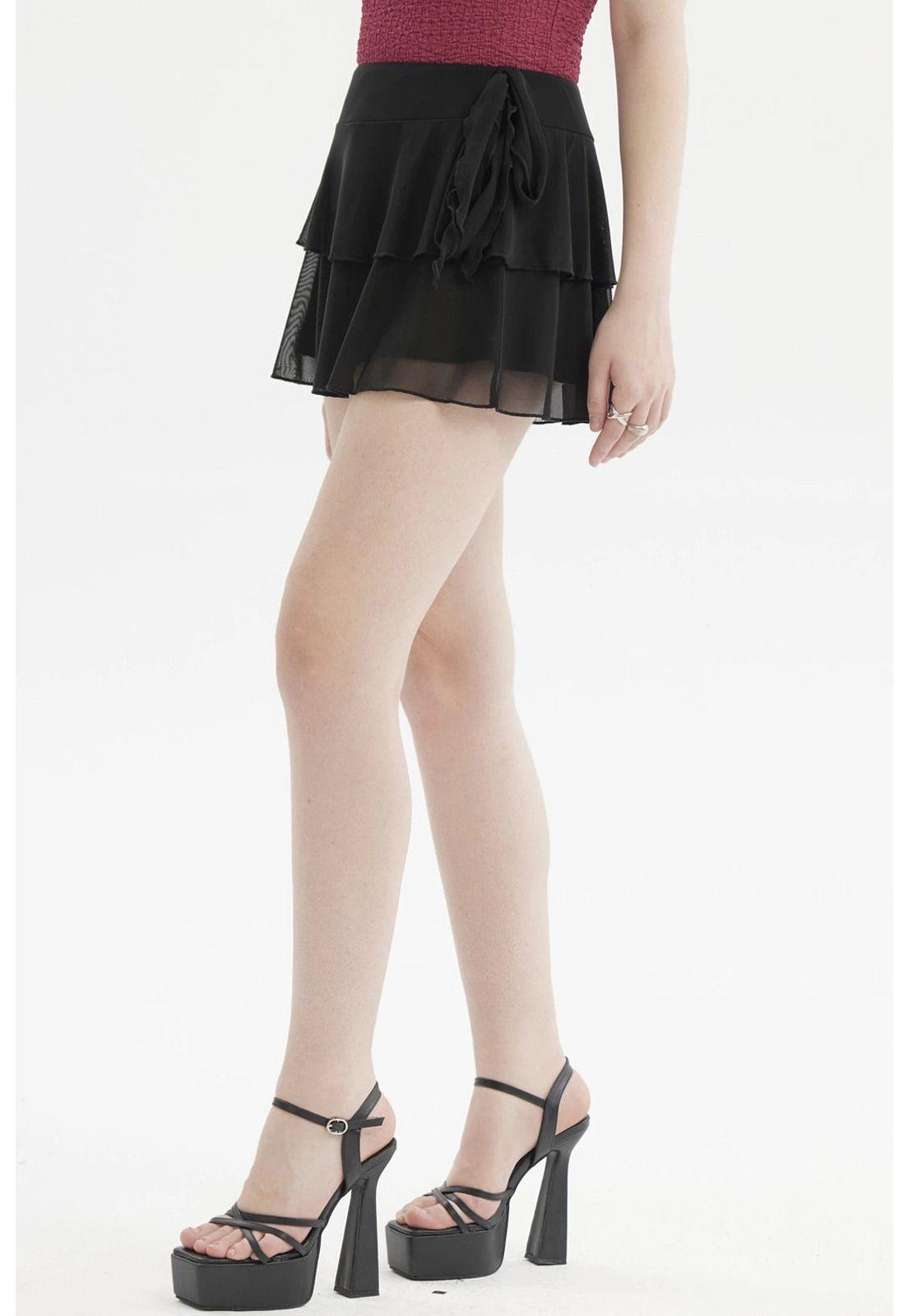 Short Mujer Vuelos Con Lazo Negro-1