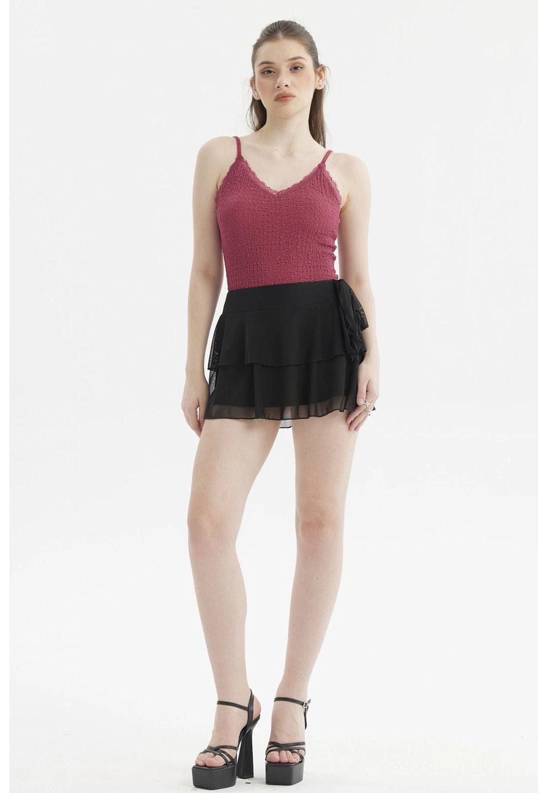 Short Mujer Vuelos Con Lazo Negro-3