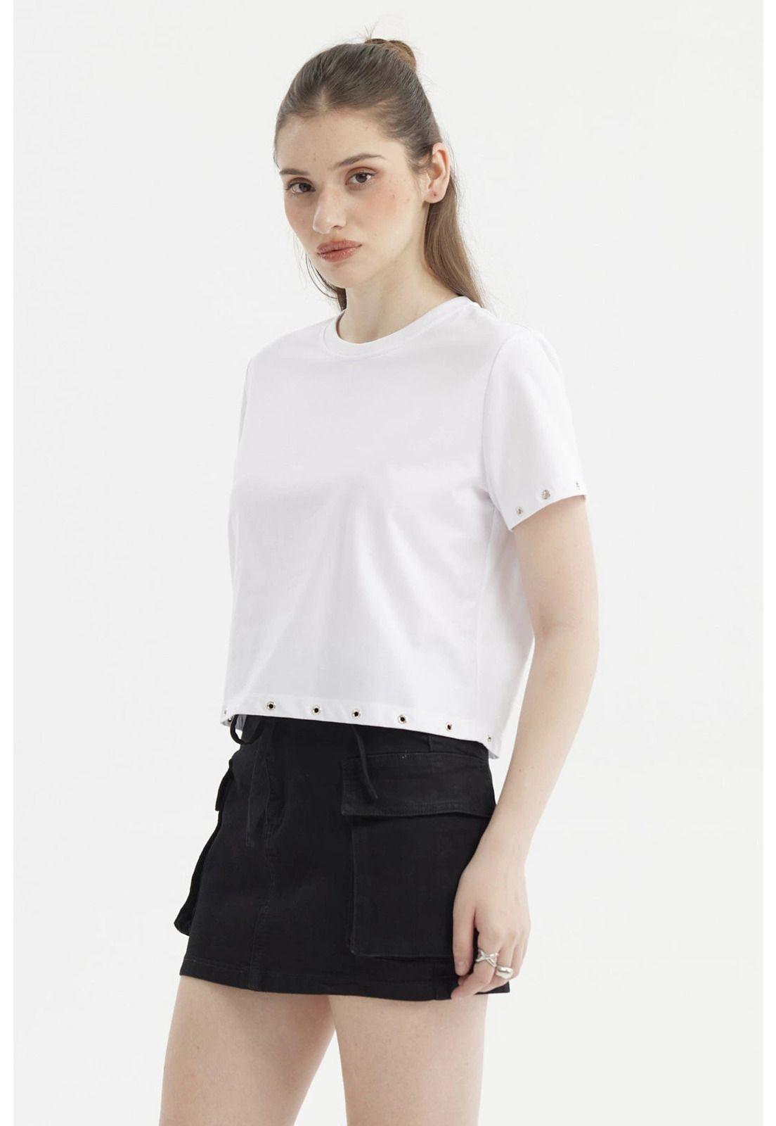 Polera Mujer Accesorio Metálico Blanco-1