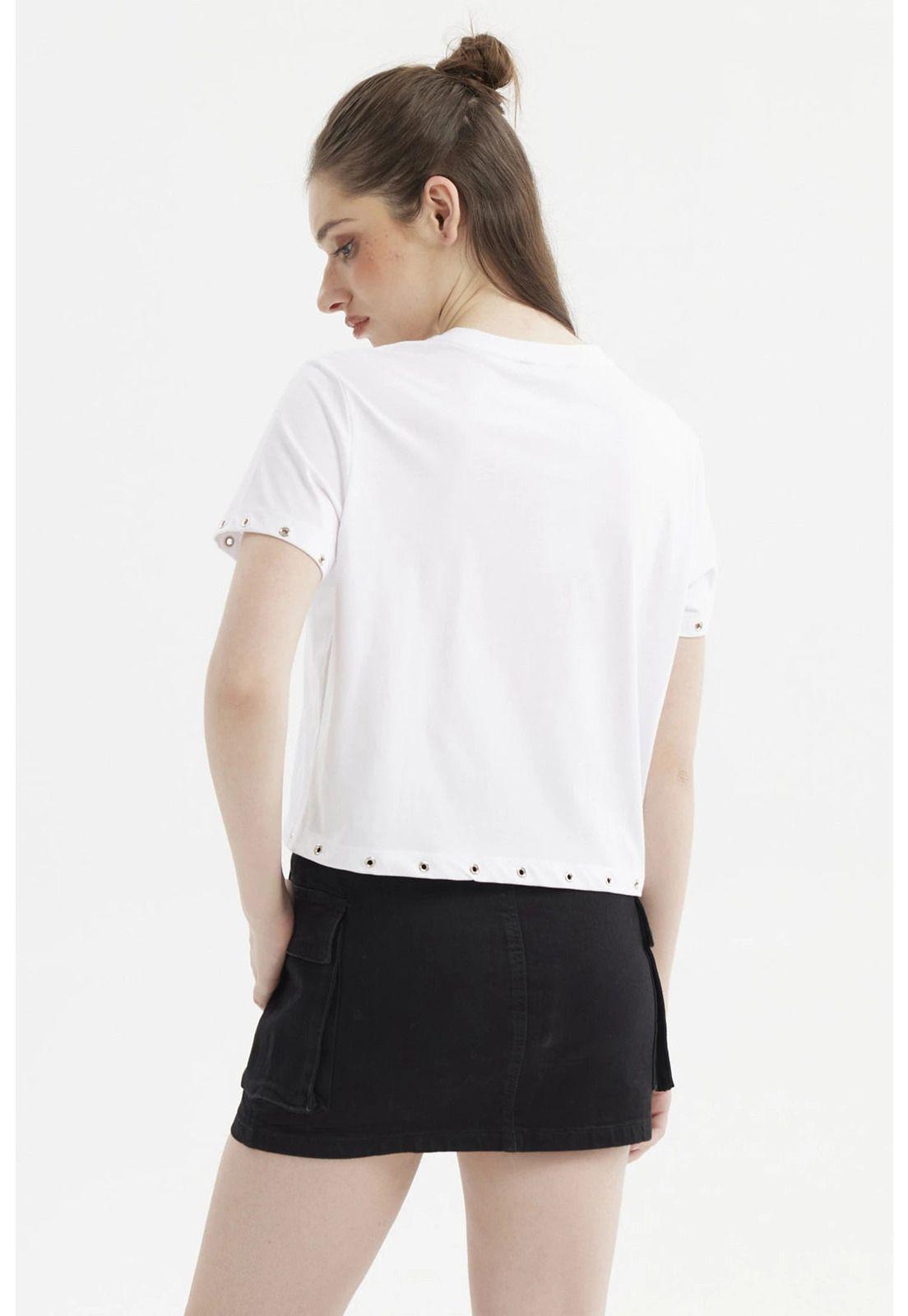 Polera Mujer Accesorio Metálico Blanco-2