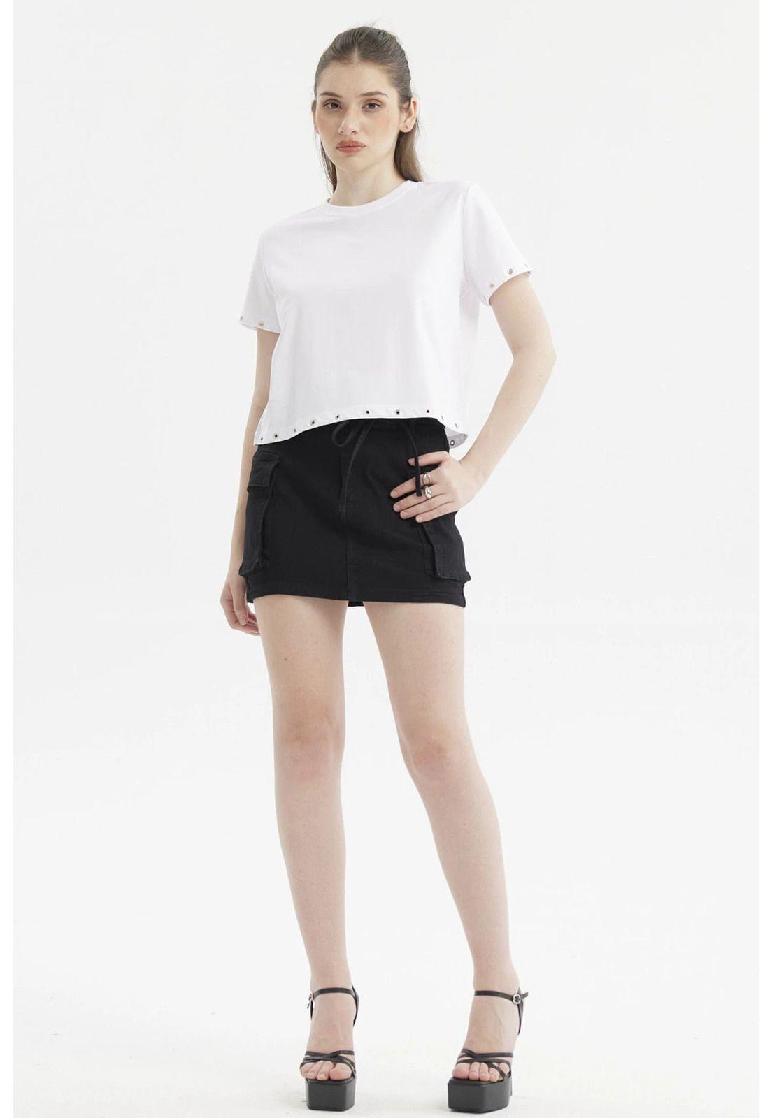 Polera Mujer Accesorio Metálico Blanco-3