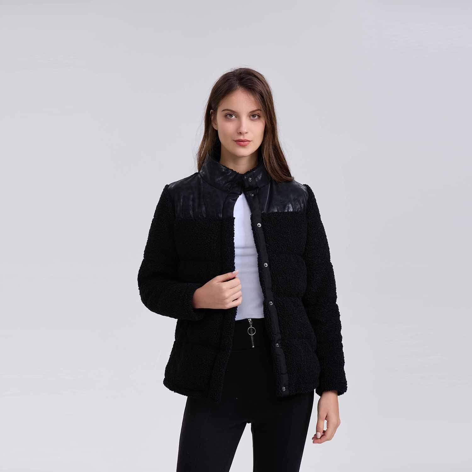 Chaqueta Mujer Bouclé Negro-1