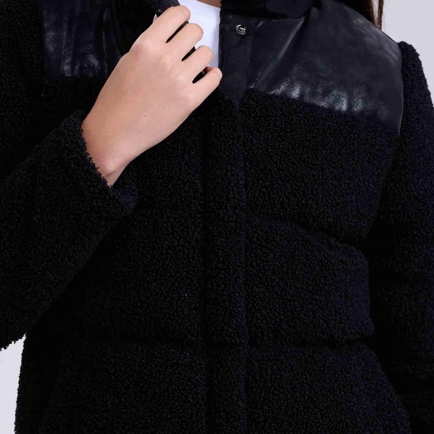 Chaqueta Mujer Bouclé Negro-3