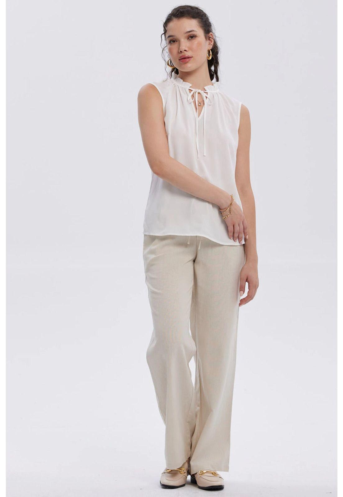 Blusa Mujer Aplicación Amarra Crudo-3