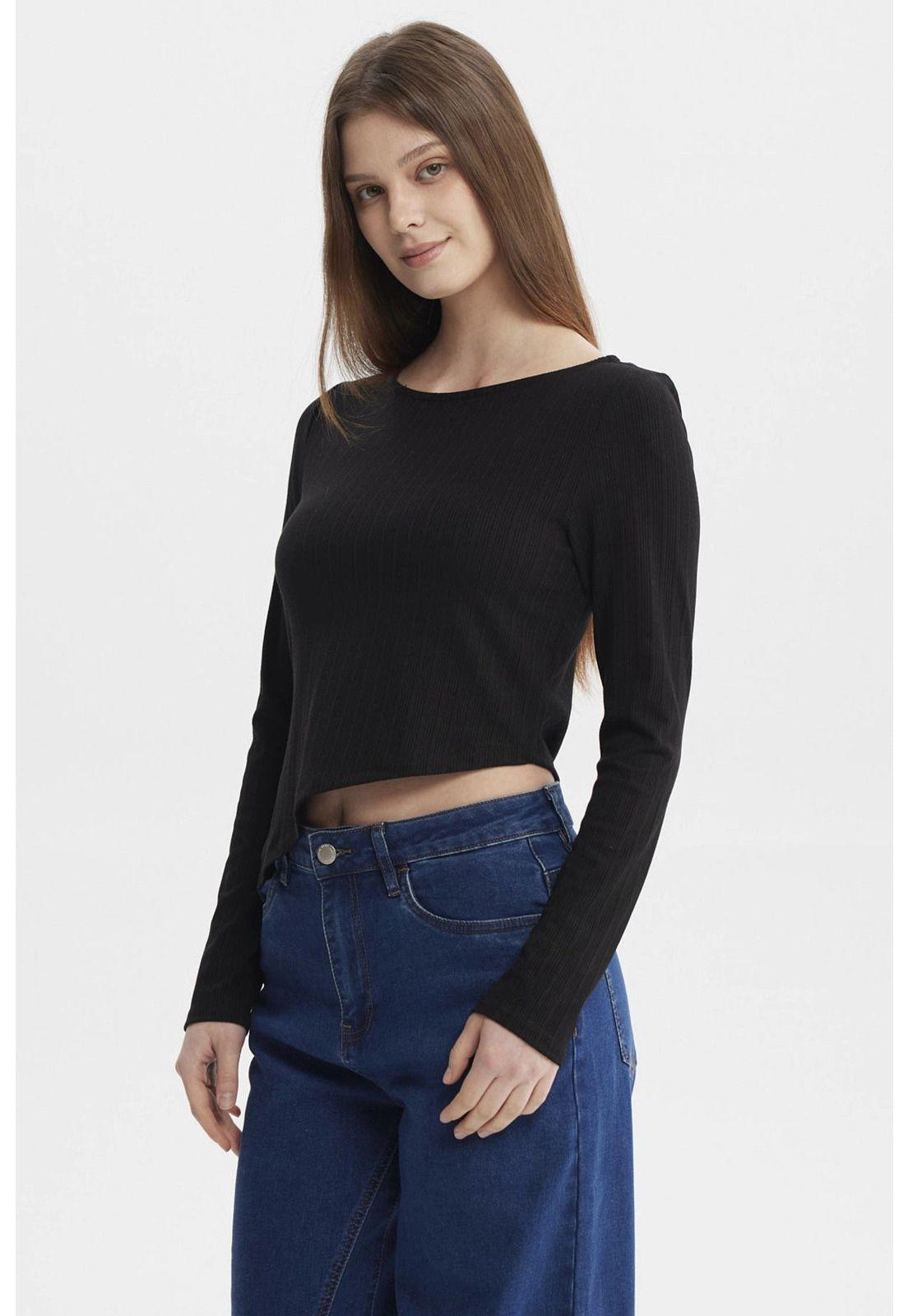 Polera Mujer Ojetillo En Costado Negro-1