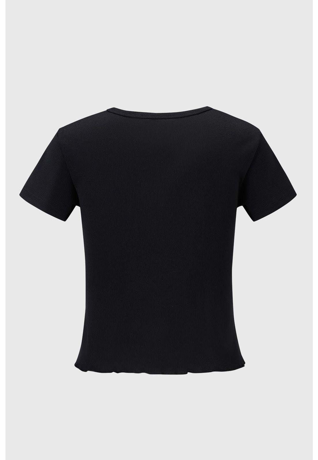 Polera Niña Rib Crop Negro-1