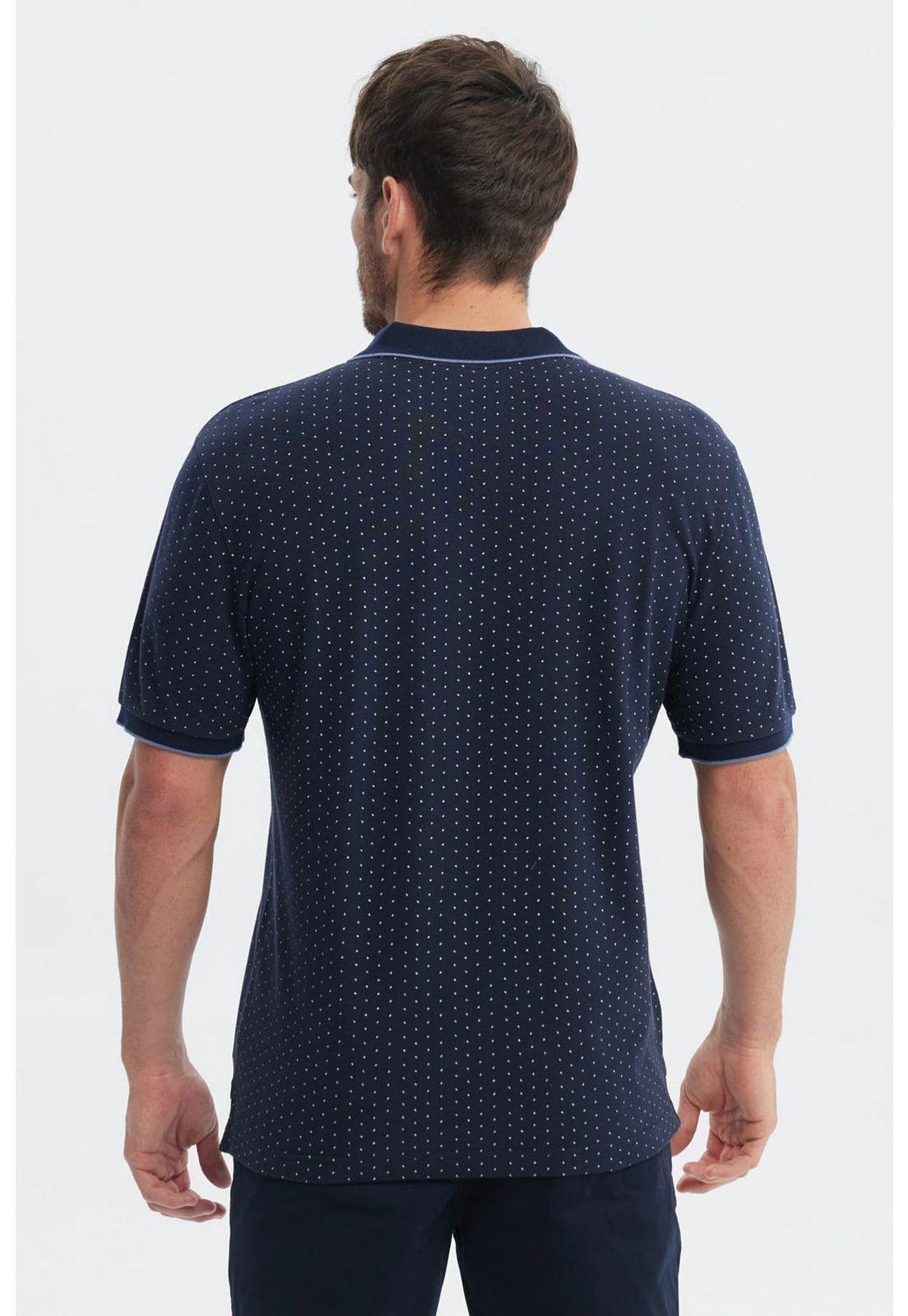 Polera Hombre Pique Mini Print Azul Marino-2