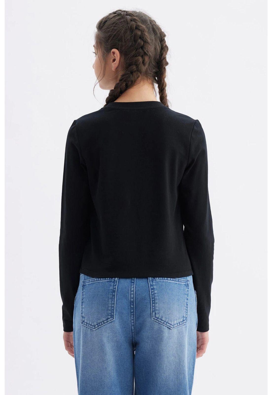 Polera Niña Costuras Negro-2