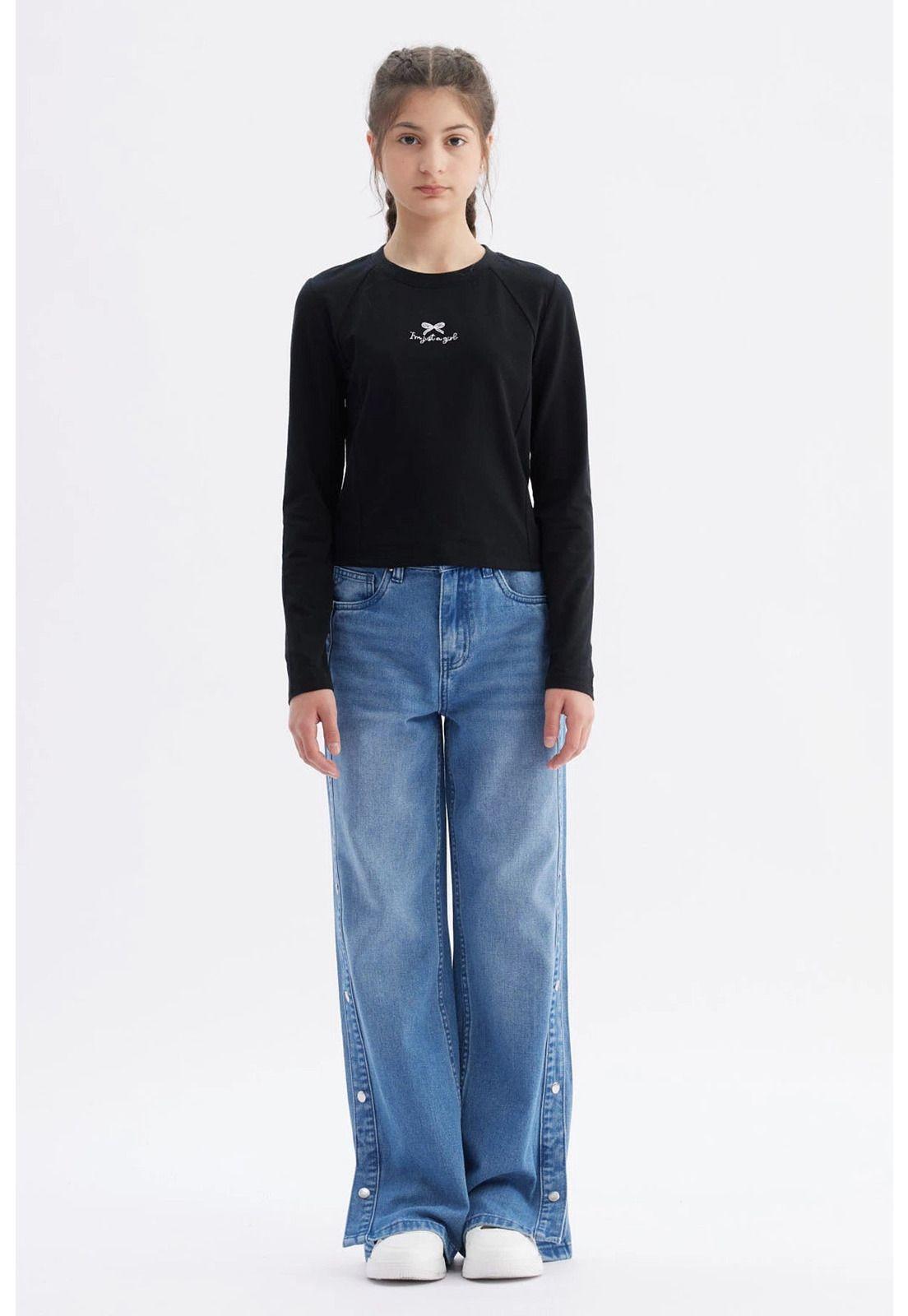 Polera Niña Costuras Negro-3