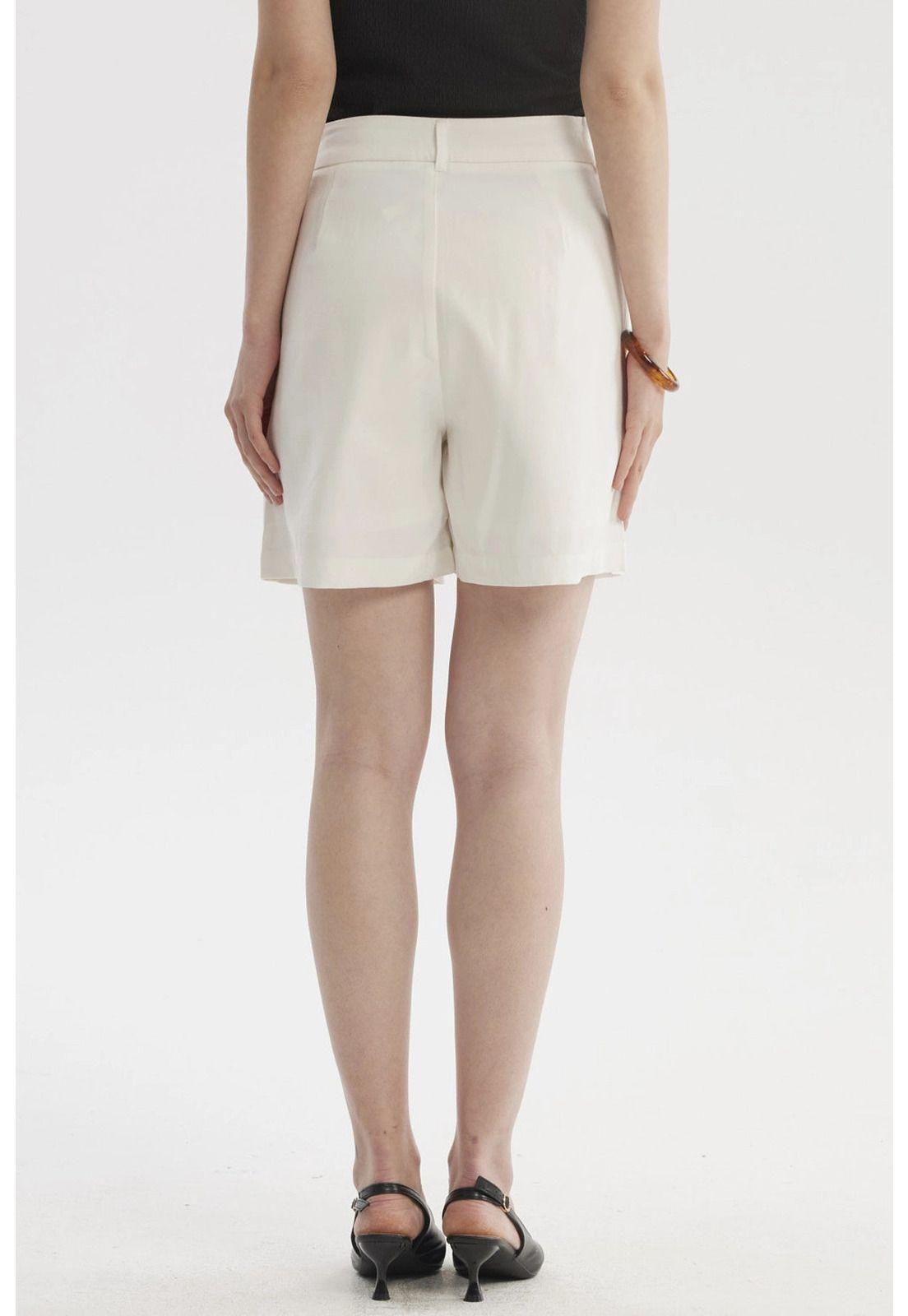 Short Mujer Sastrero Viscosa Pinzas Delanteras Crudo-2