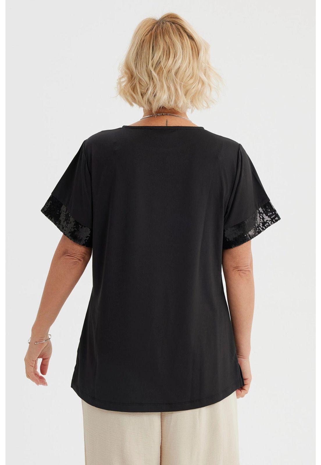 Polera Mujer Aplicación Encaje Negro-2